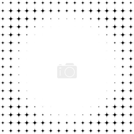 Foto de Gradiente monocromático de estrellas negras que disminuye en tamaño y espacio sobre un fondo blanco, adecuado para fondos o texturas. - Imagen libre de derechos