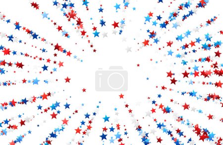 An array of red, white, and blue stars creating a dynamic burst pattern symbolizing American patriotism and celebration.