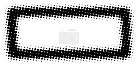 A wide, black and white image featuring a rectangular border composed of a double-layer dot matrix with a diminishing dot size towards the center.