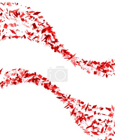 Eine dynamische Welle roter Scherben, die eine energiegeladene und kraftvolle Bewegung simuliert, perfekt für Themen der Veränderung, Erregung oder Störung.