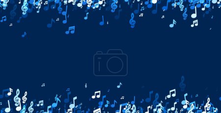 A serene blue backdrop is dotted with an array of white and blue music notes, creating an illusion of a harmonious ocean melody.