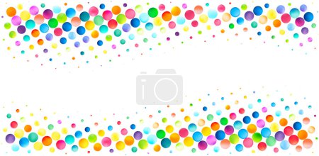 Una composición amigable con pancartas con una rica colección de burbujas de colores sobre un fondo blanco claro, proporcionando un borde alegre y dinámico.