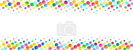 A banner-friendly composition with a rich collection of colorful bubbles across a clear white background, providing a cheerful and dynamic border.