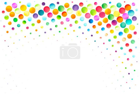 Illustration for A banner-friendly composition with a rich collection of colorful bubbles across a clear white background, providing a cheerful and dynamic border. - Royalty Free Image