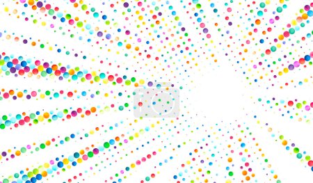 Foto de Una vista panorámica de una explosión festiva de puntos de colores sobre un fondo blanco claro, que se asemeja a una celebración alegre y abstracta. - Imagen libre de derechos