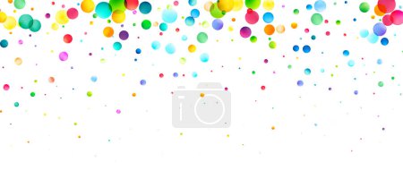 Illustration for A festive and joyous cascade of multicolored bubbles against a white background, creating a sense of celebration and playful vibrancy. - Royalty Free Image