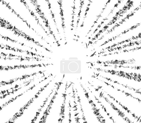 Illustration for A radial burst of monochrome shards, creating a powerful and dynamic pattern on a square white background. - Royalty Free Image