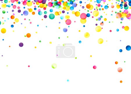 Una amplia gama de esferas translúcidas de colores brillantes flotando sobre un fondo blanco, transmitiendo un aire juguetón y caprichoso de ligereza y alegría.