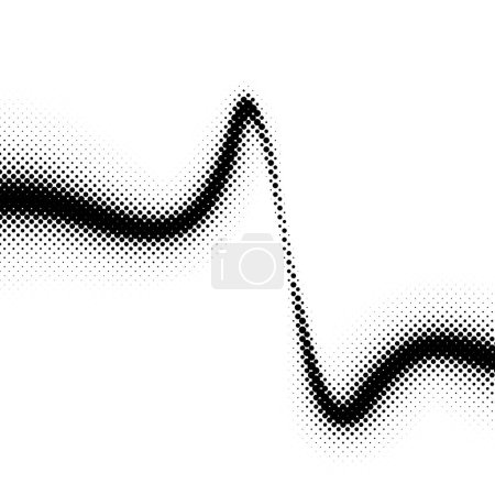 Ilustración de Una representación artística de ondas sonoras representadas en un patrón de puntos de medio tono, utilizando puntos negros sobre un fondo blanco para crear un ritmo visual y flujo. - Imagen libre de derechos