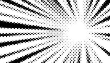 Illustration for A dynamic halftone pattern with dots creating a burst effect, in black and white. Ideal for illustrating concepts of digital printing, pop art, or visual frequency. - Royalty Free Image
