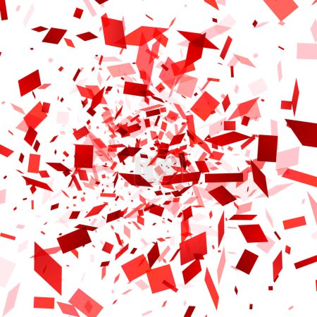 Une explosion vive et intense d'éclats rouges, simulant une explosion de haute énergie, idéale pour représenter des concepts de perturbation, de puissance et d'événements transformateurs.