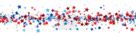 Foto de Un panorama festivo de estrellas rojas, blancas y azules dispersas, perfectas para celebraciones patrióticas y temas navideños nacionales. - Imagen libre de derechos
