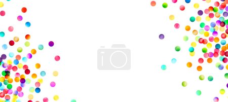 Foto de Un fondo festivo con puntos de confeti multicolores dispersos sobre un lienzo blanco, creando un ambiente animado y celebratorio - Imagen libre de derechos