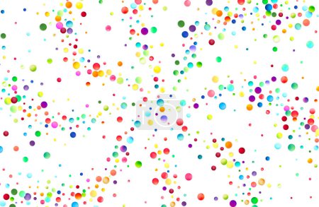 Illustration for A vibrant display of multicolored dots scattered across a white background, simulating a dynamic and festive confetti explosion. - Royalty Free Image