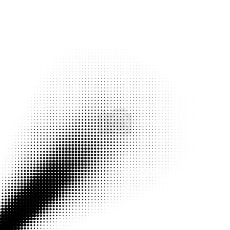 A square stock image showcasing a gradient of halftone dots swirling from corner to center, creating a dynamic visual effect suitable for various design backgrounds.