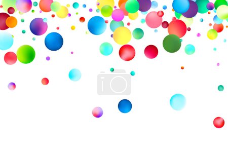 Foto de Un surtido caprichoso de coloridos puntos flotantes crea una sensación de flotabilidad y energía lúdica sobre un fondo blanco nítido. - Imagen libre de derechos