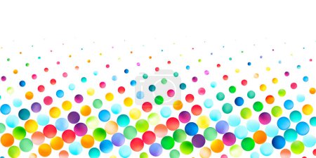 Illustration for A mesmerizing cascade of colorful bubbles in a gradient formation fades into a white backdrop, ideal for themes of diversity and transition. - Royalty Free Image