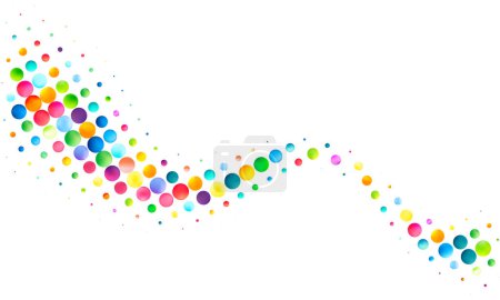 Foto de Una forma de onda fluida hecha de puntos de colores sobre un fondo blanco, que transmite ritmo y movimiento en una expresión vibrante y abstracta. - Imagen libre de derechos