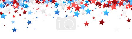 Illustration for A vibrant scatter of red, white, and blue stars creating a patriotic theme, ideal for celebrations and national holidays. - Royalty Free Image