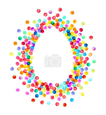Foto de Una representación imaginativa de una silueta de huevo formada por una cascada de puntos confeti de colores vivos, que simbolizan alegría y festividad. - Imagen libre de derechos
