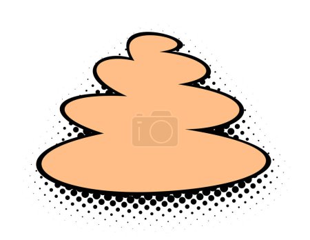 Illustration for Stylized Poop in a calming peach tone stand out with a pop art aesthetic, framed by a black halftone pattern on a white background. - Royalty Free Image