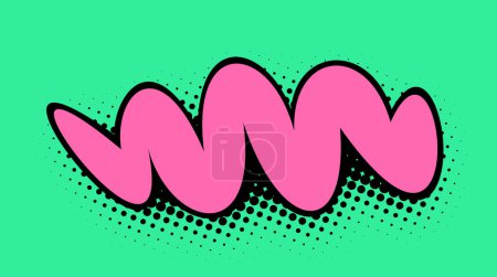 Foto de Atractiva línea ondulada rosa neón con un patrón de punto de medio tono de estilo cómico establecido sobre un animado telón de fondo verde, canalizando un ambiente de arte pop juguetón y enérgico. - Imagen libre de derechos