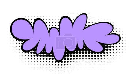Foto de Una formación de nubes abstractas en tonos púrpura aparece sobre un fondo de medio tono moteado, rodeado de un contorno negro en negrita en un estilo de arte pop clásico. - Imagen libre de derechos
