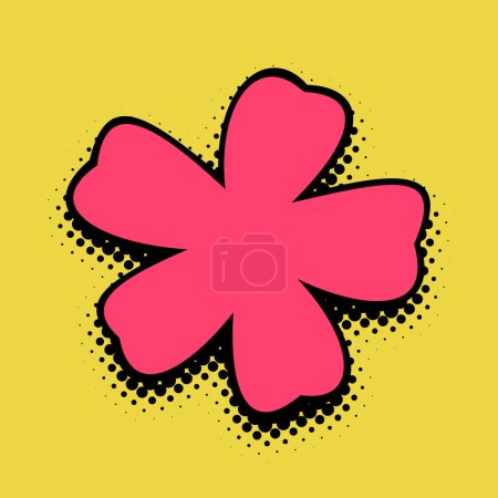 Une silhouette florale de corail rayonnante fleurit sur un fond jaune ensoleillé, encadrée par un motif en pointillé demi-teinte, invoquant un attrait graphique joyeux et audacieux parfait pour des dessins vibrants.