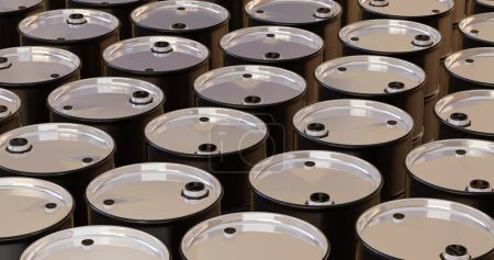 Foto de 3d renderizado de contenedores de barril para petróleo, química para almacenamiento en almacén. - Imagen libre de derechos