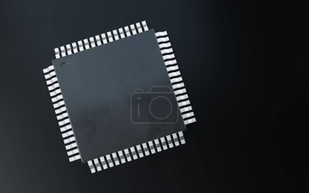 Foto de 3d render of microchip or semiconductor chip, for computin or technology concept. - Imagen libre de derechos