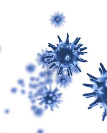 Téléchargez les photos : Rendement 3d de la propagation du virus de la grippe dans l'air pour la santé et le concept de grippe. - en image libre de droit