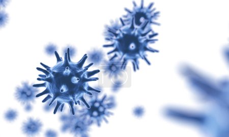 Téléchargez les photos : Rendement 3d de la propagation du virus de la grippe dans l'air pour la santé et le concept de grippe. - en image libre de droit