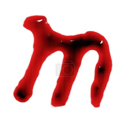 Téléchargez les photos : Isolé sur blanc 3d rendu de sang vin rouge liquide petites lettres alphabets - en image libre de droit