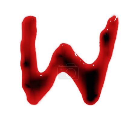 Téléchargez les photos : Isolé sur blanc 3d rendu de sang vin rouge liquide petites lettres alphabets - en image libre de droit