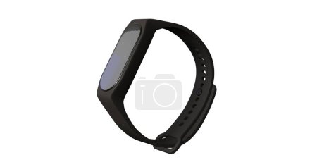 3D-Darstellung von Smart-Band, Fitness-Uhr, Sportarmband oder Fitness-Aktivitätstracker isoliert auf transparentem Hintergrund PNG-Format.