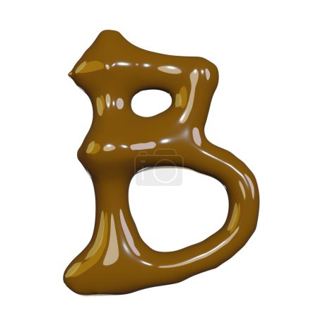 Foto de 3d render de aislado en blanco de chocolate alfabeto líquido fuente para el diseño de envases gourmet - Imagen libre de derechos