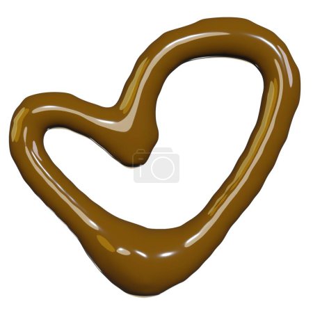 Foto de 3d renderizado de chocolate forma de corazón líquido para el diseño de envases gourmet o día de San Valentín - Imagen libre de derechos