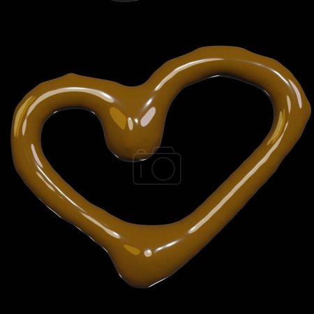 Foto de 3d renderizado de chocolate forma de corazón líquido para el diseño de envases gourmet o día de San Valentín - Imagen libre de derechos