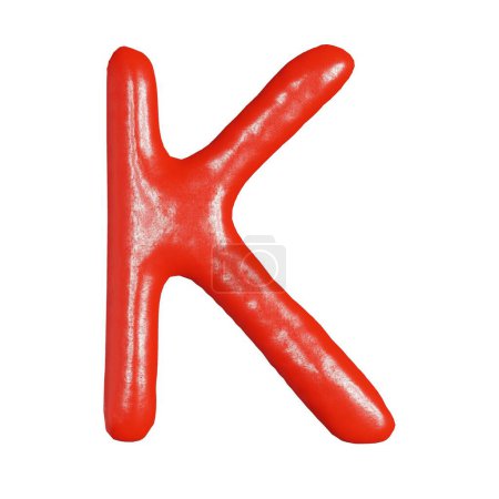 Foto de 3d render de aislado en blanco ketchup alfabeto fuente vista superior para comida o restaurante concepto de cocina - Imagen libre de derechos