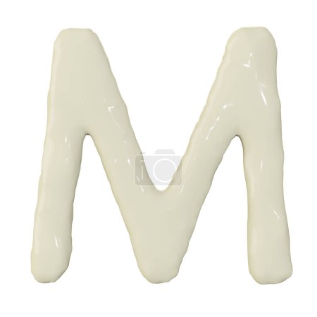 Foto de 3d renderizado de mayonesa vista superior o alfabetos en crema para el diseño de alimentos o restaurantes, aislado en blanco. - Imagen libre de derechos