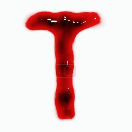 Foto de 3d renderizado de sangre aislada o letras de alfabeto de vino tinto vista superior. - Imagen libre de derechos