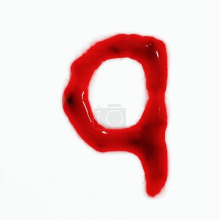Foto de 3d renderizado de sangre aislada o letras de alfabeto de vino tinto vista superior. - Imagen libre de derechos