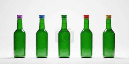 3d render of isolated studio korean soju bottle alcohoc beverage 