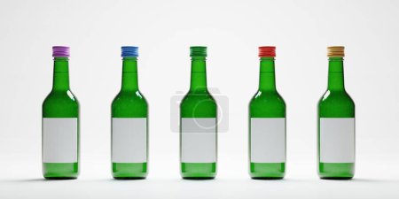 3D-Darstellung von isolierten Studio koreanischen Soju Flasche alkoholisches Getränk 