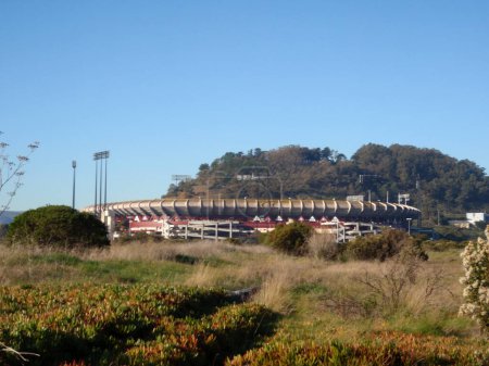 Photo for San Francisco, California - December 25, 2009:  Candlestick Park stadium and parking lot former home of the 49ers and Giants until it was torn down to make way for new development.  Ground was broken in 1958 for the stadium and the demolition of the - Royalty Free Image