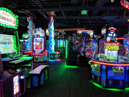 Photo for Honolulu - March 26, 2018: Arcade Games including Grand Piano Keys, Zombie Snatcher, Luigi Mansion, and Sonic at Lucky Strike Social on Oahu, Hawaii. - Royalty Free Image