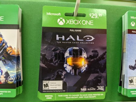 Photo for Honolulu - September 28, 2021: Xbox One Halo The Master Cheif Collection Full Game Digital Code for sale at Target Store. - Royalty Free Image