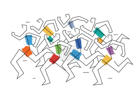 Illustration for Running race, marathon, line art stylized. Stylized illustration of group of running racers. Continuous line drawing design. Isolated on white background. Vector available. - Royalty Free Image