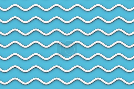 Foto de Patrón de línea ondulada blanca azul. Textura ondulada. Textura de baldosas de cerámica moderna. Fondo de patrón abstracto, representación 3d - Imagen libre de derechos