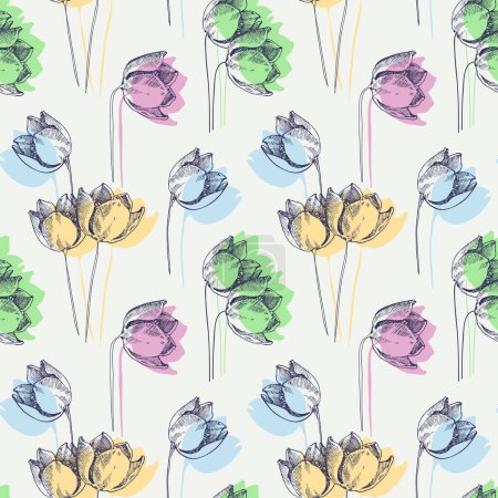 Téléchargez les photos : Fleurs de printemps dans des couleurs pastel motif sans couture - en image libre de droit